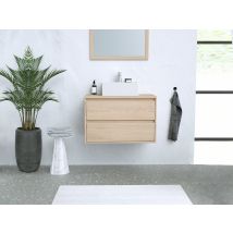 Meuble De Salle De Bain Suspendu Avec Vasque À Poser - Placage Chêne - 80 Cm - Milipam - Bricoman
