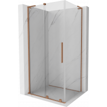 Cabine De Douche Coulissante Mexen Velar L 120 X 80 Cm, Transparent, Cuivre Brossé - 871-120-080-03-65 - Bricoman