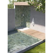Carrelage Extérieur Piscine Carré Bleu Gris Brillant 15x15 Cm Spa&pools Celadon - Bricoman