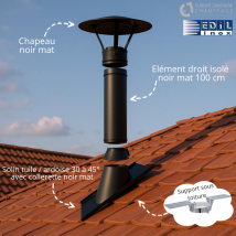Kit Sortie De Toit Isolé Ediliso25 Edilinox Diamètre 150 Pente 30 À 45 Degrés Couleur Noir - Bricoman