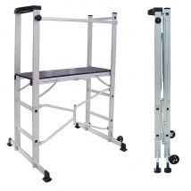 Echafaudage Roulant Pliable - Jusqu'à 3 M De Hauteur De Travail - Planche En Bois - Travaux Domestique Intérieur Et Extérieur - Bricoman