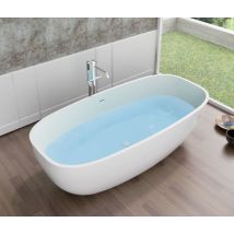 Bernstein - Baignoire Îlot En Fonte Minérale, Ocean Stone - 180x87cm - Sans Robinet, Avec Siphon, Blanc Mat - Tecnomat