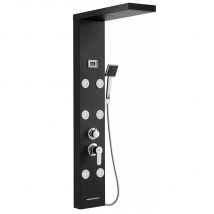 Auralum Max Colonne De Douche Noir,panneau Douche Acier Inox Multifonction Avec Écran Lcd,colonne Douche Hydromassante Avec Mitigeur/buses Massants - 