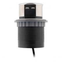 Multiprise Encastrable Schuko 3 Prises + 2 Usb-a - Blanc/noir - Otio - Bricoman