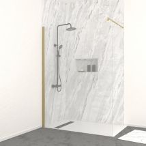 Paroi De Douche À L'Italienne 140x200 Cm Verre Trempé 8 Mm - Or Doré Brossé - Freedom 2 Gold - Bricoman