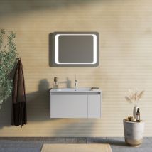 Armoire De Toilette Murale 80cm Gris Mat Avec Miroir 60x80 Led | Monaco - Bricoman