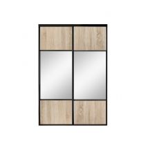Portes De Placard Coulissantes, 2 Portes Décor Chêne Sauvage Partitionné Miroir Argent H2500mm X Largeur Totale L1200mm - Bricoman