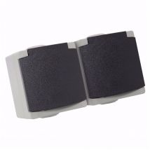 Perle Double Prise De Courant 2p+t Etanche Ip54 Gris - Bricoman