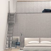 Echelle De Meunier Accordéon Pour Mezzanine Grise Avec Main Courante À Droite - Palco/a/g - Bricoman