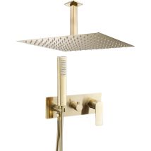 Valaz Mitigeur De Douche Carré Encastrable Or Brossé - Série Miño - 25 Cm - Tecnomat
