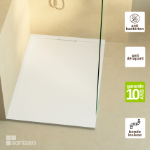 Receveur De Douche Extraplat 140x80x3cm Blanc En Résine Minérale - Antidérapant, Texture Ardoise - Ragnar Lavaberg - Bricoman