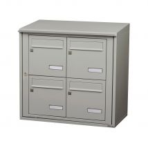 Bloc Collectif Leabox.com, 2x2, Grade 3, Simple Face, Extérieur, Fixation Murale, Gris Agate Ral 7038 Finition Brillante - Bricoman