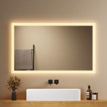 Emke Miroir Lumineux Salle De Bain 120x60cm, Miroir Led Avec Interrupteur À Bouton, Anti-buée, Miroir Avec Éclairage Lumière Blanche Froide/chaude - 