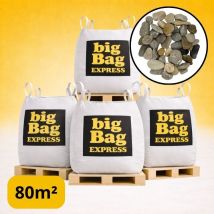 Pack 4 X Big Bag De +/- 1,5t ≃ 80m² Galet Roulé Lavé Gris Silico-calcaire Ø 10/20 Mm - Livraison Premium - Bricoman