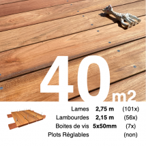 Kit Terrasse Bois Exotique Jatoba Pour 40 M² • Lames 2,75 M, Lambourdes 2,15 M Et Visserie Inox • Livraison Gratuite - Bricoman