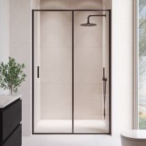 Paroi De Douche Coulissante Pour Niche Calgary 140 X 190 Cm - Noir - Verre De Sécurité Transparent 6 Mm - Bricoman