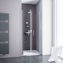 Schulte Porte De Douche 2 Battants, 90x192 Cm, Réversible, Porte De Douche Battante, Verre 5 Mm, Anticalcaire, Transparent, Profilé Alu-argenté -
