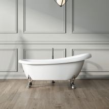 Baignoire Sur Pieds Rétro Richmond Blanche 155 Cm Pieds De Lion Chromés - Bricoman