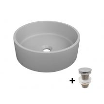 Vasque À Poser Ronde En Béton Lisse Alan 36x36cm + Bonde - Bricoman