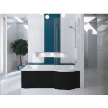 Baignoire Bain Douche Avec Pare De Baignoire - Droit - Avec Tablier De Baignoire Noir - 170 X 70 Cm - Inspiro - Bricoman