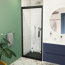 Swiss Aqua Technologies Tex-c Porte De Douche 90x195cm Ouverture Gain De Place Anticalcaire Avec Profilés Noir Mat (sattexc90ct) - Bricoman