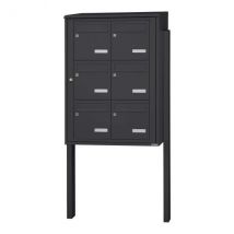 Bloc 6 Boîtes Aux Lettres Collectives Extérieur Sur Pieds - Modèle 2 X 3 - Gris Anthracite - Leabox.com - Bricoman