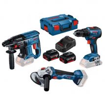 Kit 3 Outils Sans Fil Bosch 18v Gsr 18v-55 Gws 18v-10 Gbh 18v-21 2x5.0ah L-boxx - Bricoman