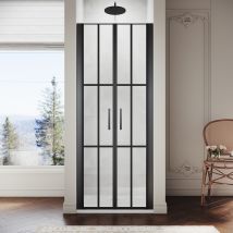 Sirhona Cabine De Douche Avec Pivotant À Double Ouverture - Verre Trempé De 5mm - Noir 80x195cm - Bricoman
