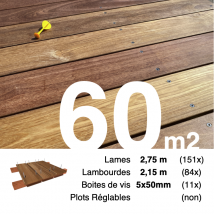 Kit Terrasse Bois Exotique Cumaru Pour 60 M² • Lames 2,75 M, Lambourdes 2,15 M Et Visserie Inox • Livraison Gratuite - Bricoman