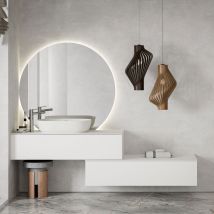 Bernstein - Ensemble 2 Meubles Suspendus Blanc Mat: Meuble Sous Vasque Haut 120cm + Meuble Bas 120cm - Juvia Duo - Bricoman