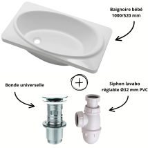 Pack Baignoire Bébé 1000/520 Mm + Bonde + Siphon - Bricoman