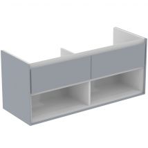 Ideal Standard Connect Air Meuble Sous-lavabo Double, 1200x440x517mm, 2 Coulisses, E0829eq, Farbe: Gris Clair Brillant / Blanc Mat - Bricoman