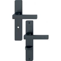 Poignée De Porte Sur Plaque Longue - Toulon - Hoppe - Noir Mat - Condamnation - Bricoman