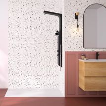 Panneau Mural Salle De Bain Kinedo Kinéwall Design 3 Mm 150x250 Mixte Terracotta+terrazzo Terracotta - Bricoman