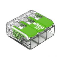 Borne Wago 221 Green 3x4mm² À Leviers Souple & Rigide - Boite De 50 - Wago - 221-423 - Bricoman