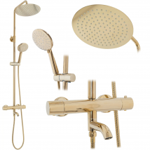 Colonne De Douche-baignoire Encastrée Rea Lungo Thermostat Gold 45x26,5x117cm - Bricoman