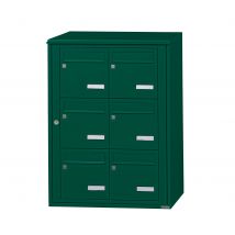 Bloc Collectif Leabox.com, 2x3, Grade 3, Simple Face, Extérieur, Fixation Murale, Vert Mousse Ral 6005 Finition Brillante - Bricoman