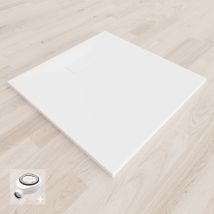 Baya Receveur De Douche 90 X 90 Cm Blanc Extra-plat Aspect Pierre + Bonde Incluse - Bricoman