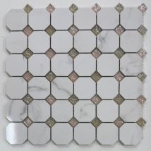 Albedo Pierre - Mosaïque En Céramique Blanc Et Verre - Octogone - Bricoman