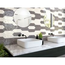 Carrelage Hexagonal Plato Gris Brillant 10x30 Cm - Bricoman