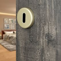 2 Rosaces De Poignée De Porte Rondes Rosa Entrée De Clé, Aluminium Aspect Doré - Bricoman