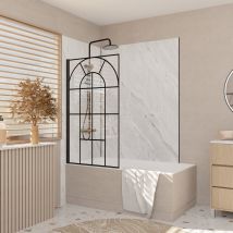 Pare Baignoire Déco 75x130 Cm - Verre Trempé 4 Mm Sérigraphie Verrière - Profilé Noir Mat - Bricoman