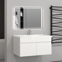 Aica 79,5(l)x45(w)x40(h)cm Meuble Salle De Bain Blanc 2 Portes Avec Une Vasque À Suspendre Pour Un Gain D'Espace Optimal - Bricoman