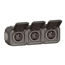 Triple Prise De Courant Horizontale Avec Volet Plexo Complet Saillie -anthracite (070066) - Bricoman