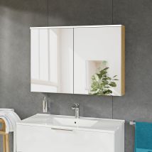 Bernstein - Armoire De Toilette Suspendue Anthracite Mat 100x18x70cm (lxpxh) 2 Portes Miroir, Éclairage Led, Tablettes En Verre - Solo - Bricoman