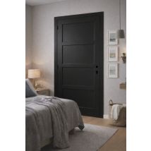 Bloc Porte Telia Noir 4 Panneaux H204 X L73 Poussant Droite Cotes Tableau Gd Menuiseries - Bricoman