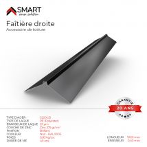 Faîtière Droite - Bac Acier - Tôle De Couverture - Toiture - H12 Noire Ral 9005 L=1m - Bricoman