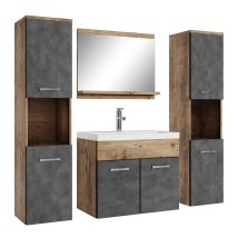 Meuble De Salle De Bain Montreal Xl 60 Cm Lavabo Chene Chataignier, Gris - Armoire De Rangement Meuble Lavabo Evier Meubles - Tecnomat