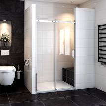 Porte De Douche Coulissante Verre Trempé Clair Ep.8mm - 120x195cm - Installer En Niche - Chromé - Réversible - Bricoman