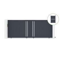 Portail Coulissant 4m Giona H.160cm Alu Gris + Portillon 1m Cimone H.160cm Alu - Bricoman